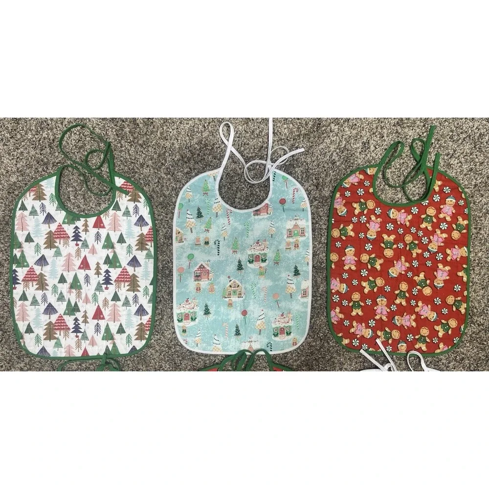 Lot Of 6 Quilted Handmade Christmas Baby Bib  Large Size‎ 12